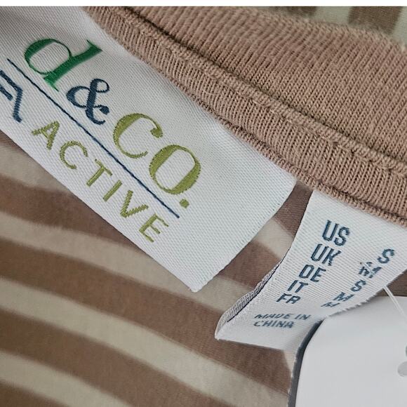 Cream Striped Cotton Blend Tee Size Small - Picture 3 of 3